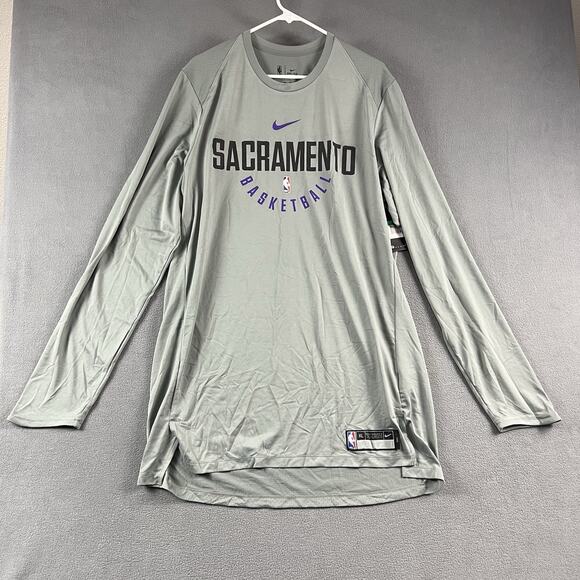 Nike Shirt Mens XL Tall Gray Sacramento Kings Dri-Fit Long Sleeve Team Issued - Picture 1 of 7